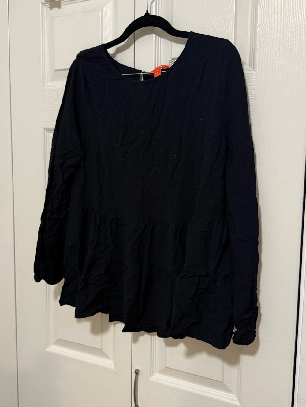 Joe Fresh Women's Long Sleeve Flowy Top - Black